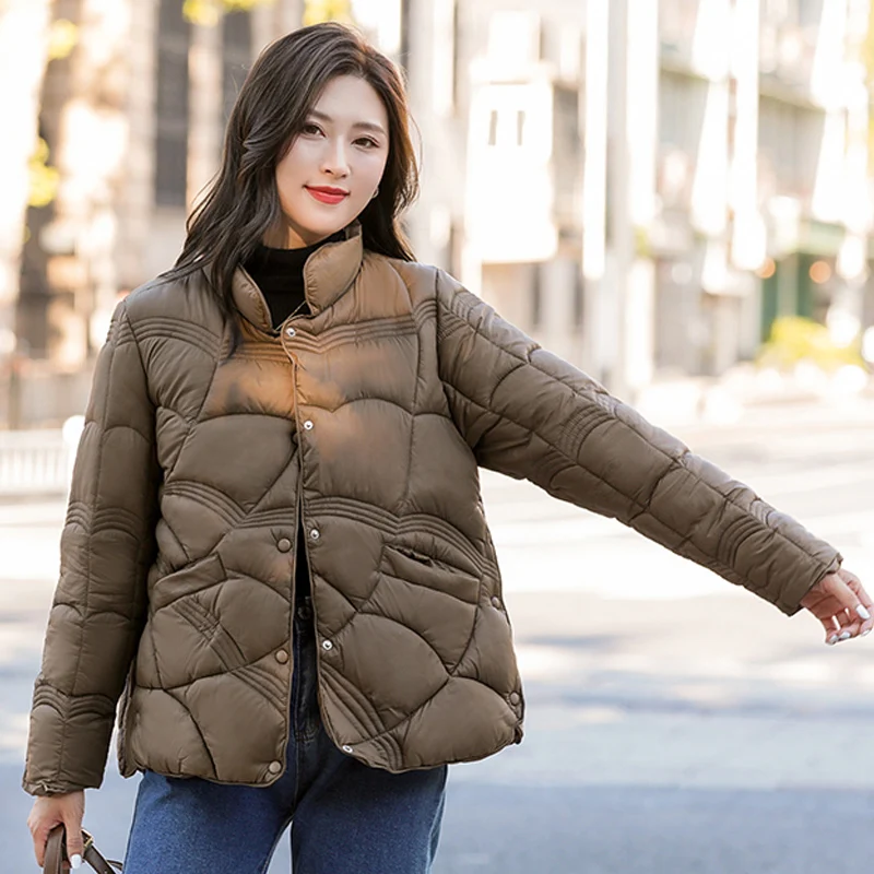 Chaquetas de plumón para mujer, abrigos ligeros, chaquetas holgadas,  chaqueta de plumas de pato blanco de estilo coreano - AliExpress