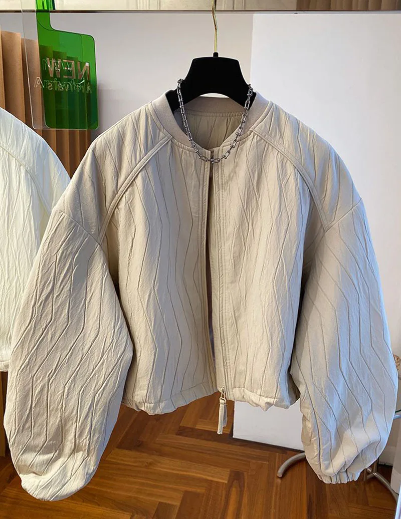 

Korean Fashion Zipper Baseball Jacket Female Stand Collar Loose Casual Coat For Women Long Sleeve Outwear Women‘s Bomber Jacket