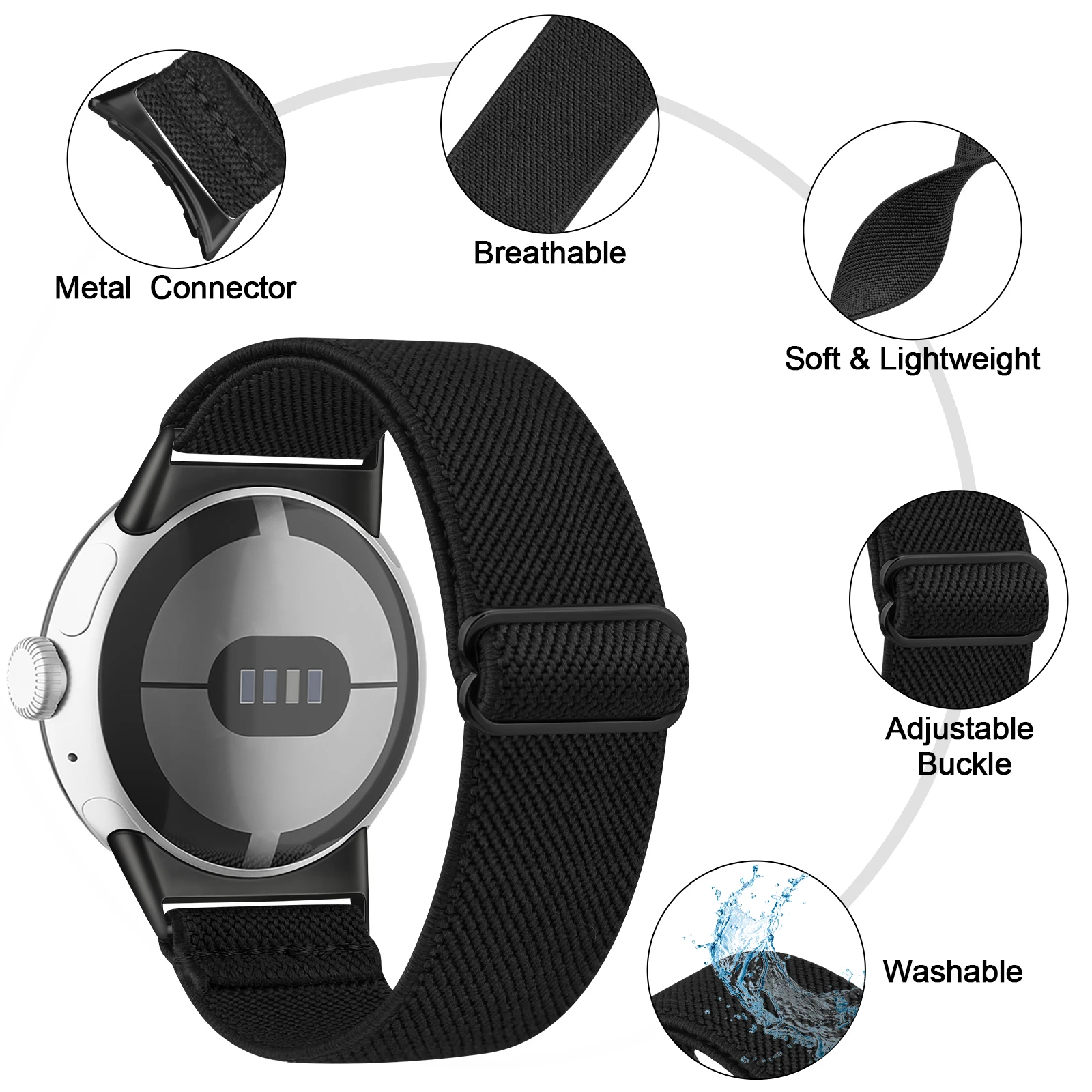 Enhanced Elastic Nylon Watch Strap: Adjustable Replacement Wristband Bracelet