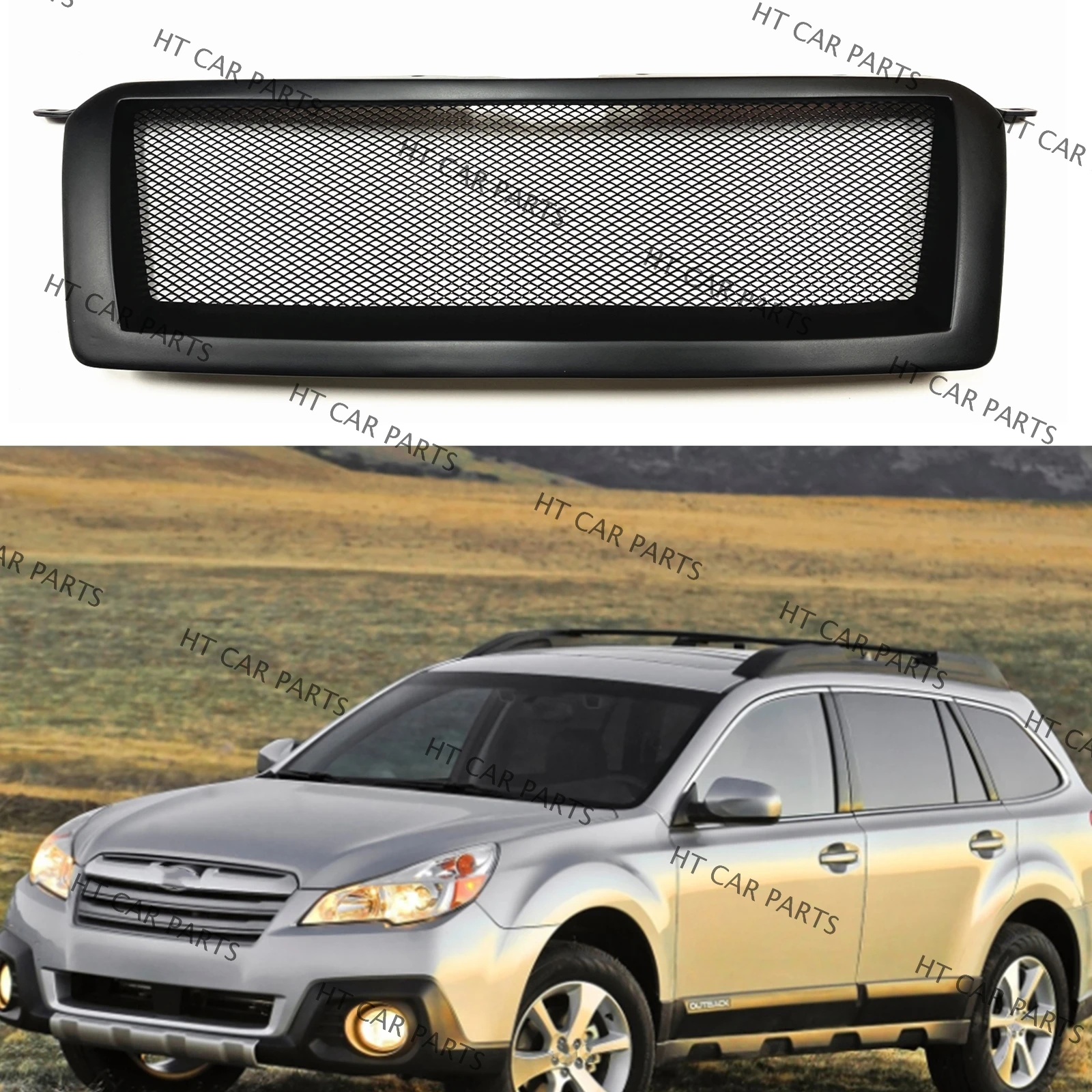 

For Subaru Outback 2013-2014 Wagon in US and Canada 1 Piece Matte Black Front Grill Grille Mesh Honeycomb Style