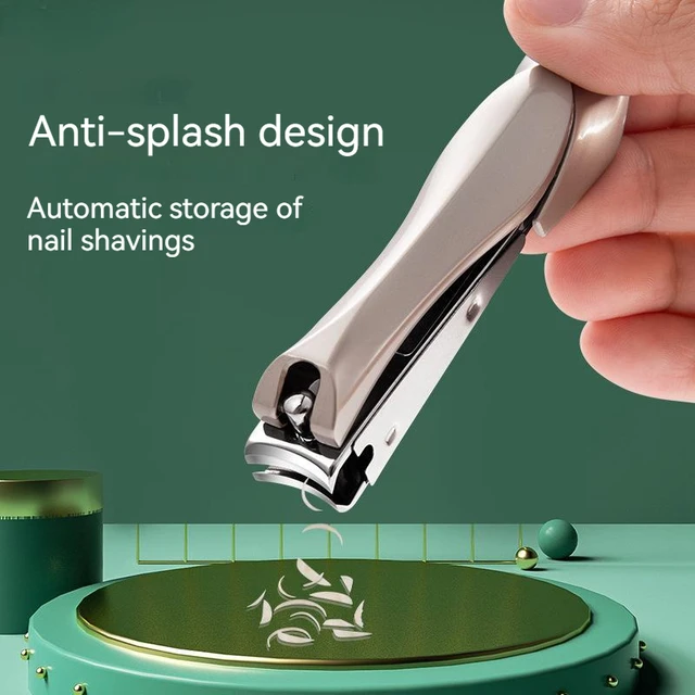 Nail Clipper With Catcher, Slanted Edge Nail Cutting Clippers Stainless  Steel Fingernail Cutter Trim With File For Men And Women