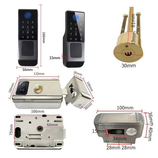 Tuya APP WIFI Version Built In Gateway Fingerprint Waterproof Outdoor Gate Passcode Rfid Card Keyless Smart Door Lock 6