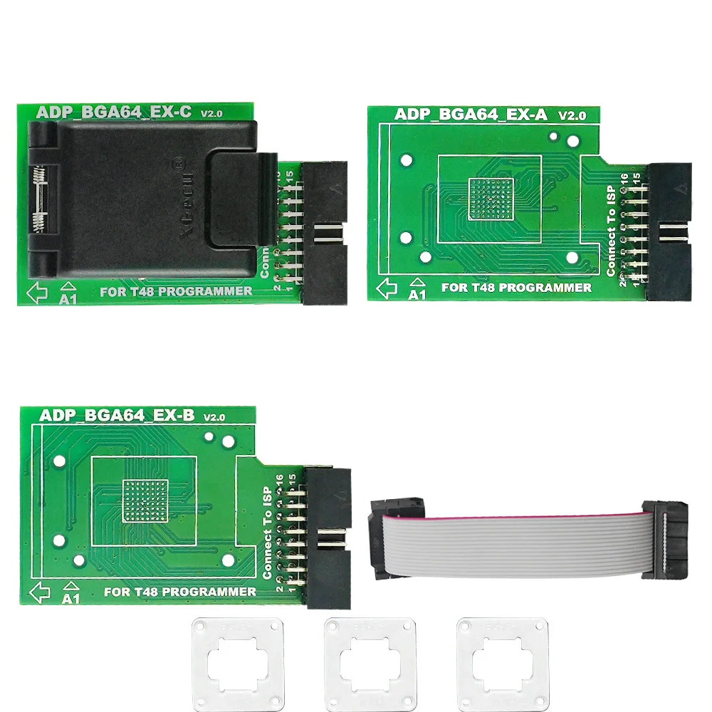 T48 프로그래머용 오리지널 BGA64 3-in-1 V2 어댑터 IC 소켓 ADP_BGA64_EX-A EX-B EX-C 업그레이드 V2.0 듀얼 헤드 프로브 홀더