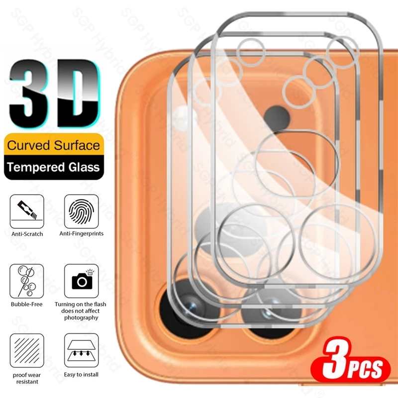 3-Pack Full Coverage Camera Protector Case with 3D Clear Lens Glass