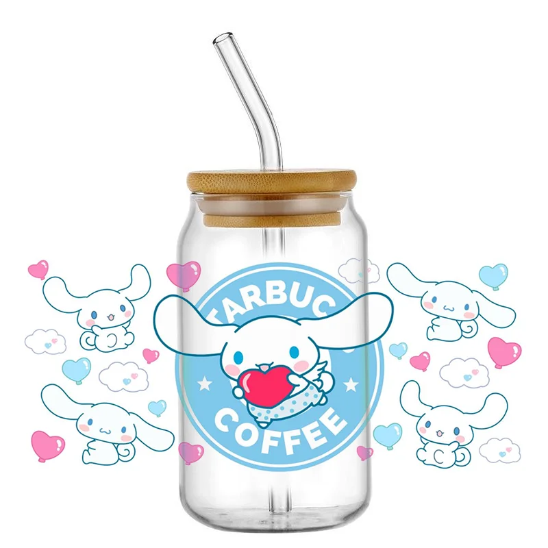 3D Stickers UV DTF Wrap Transfer Miniso 28pcs Cinnamoroll Pattern for 16oz Glass Cup Wrap