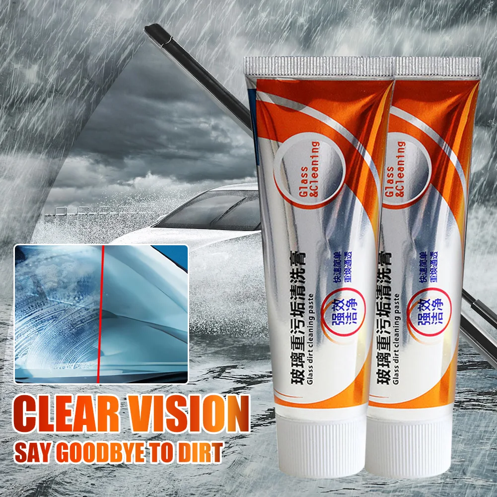 

50g Car Glass Oil Film Removing Paste Windshield Cleaner Car Cleaning Tool for Auto Windscreen Bathroom Window Glass with Sponge