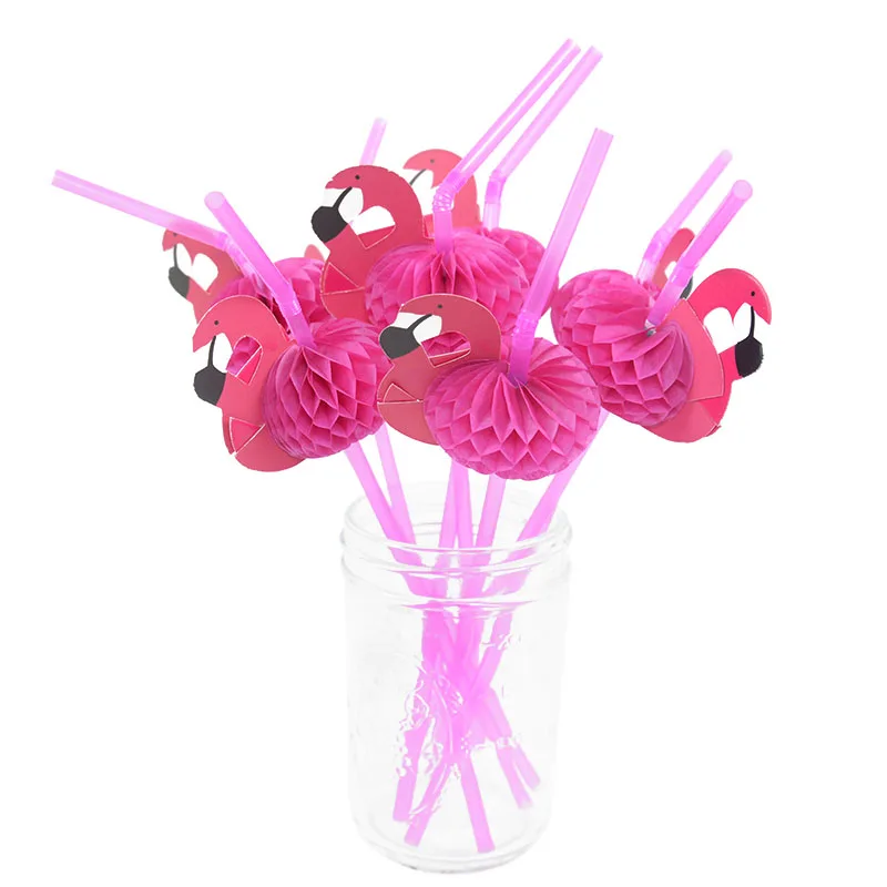 25/50Pcs Flamingo Pineapple Drinking Straws Hawaiian Beach Tropical Birthday Party Decoration Summer Pool Party Wedding Supplies