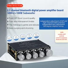

Bluetooth 5.0 2.1 Channel Power Audio Stereo Subwoofer Amplifier Board 50WX2+100W Speaker AMP XY-S100L