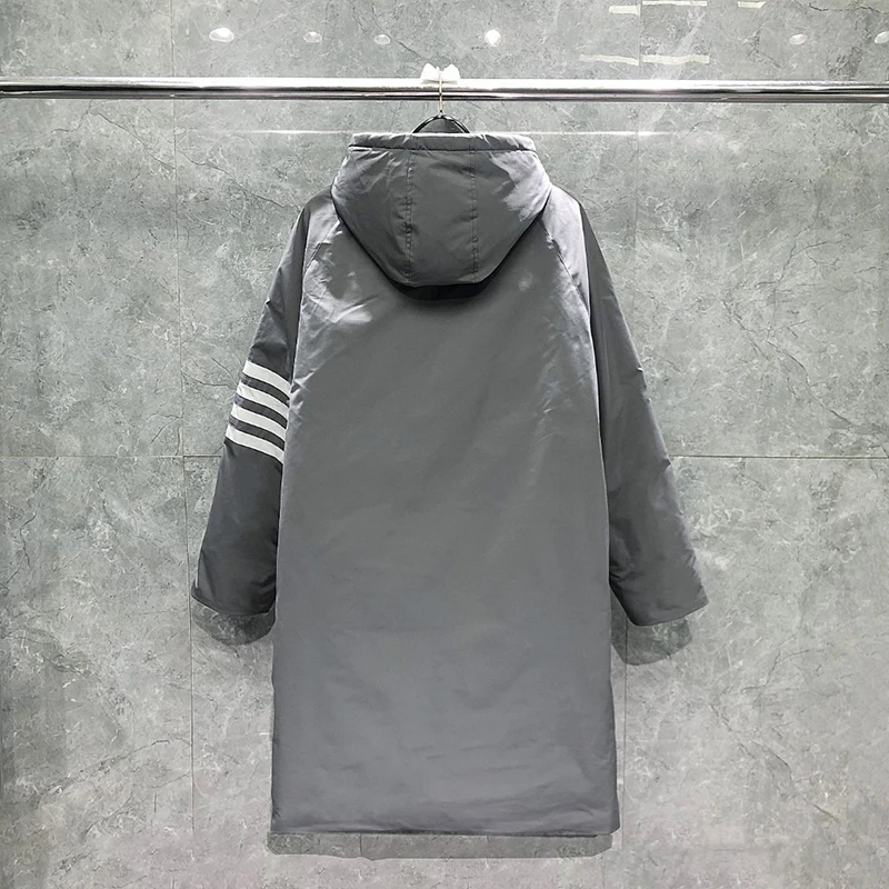 Men's Zipper Cotton Hoodie Down Jacket High Quality Coat Stripes Jackets korean Fashion Luxury Brand Long Section Coat Women