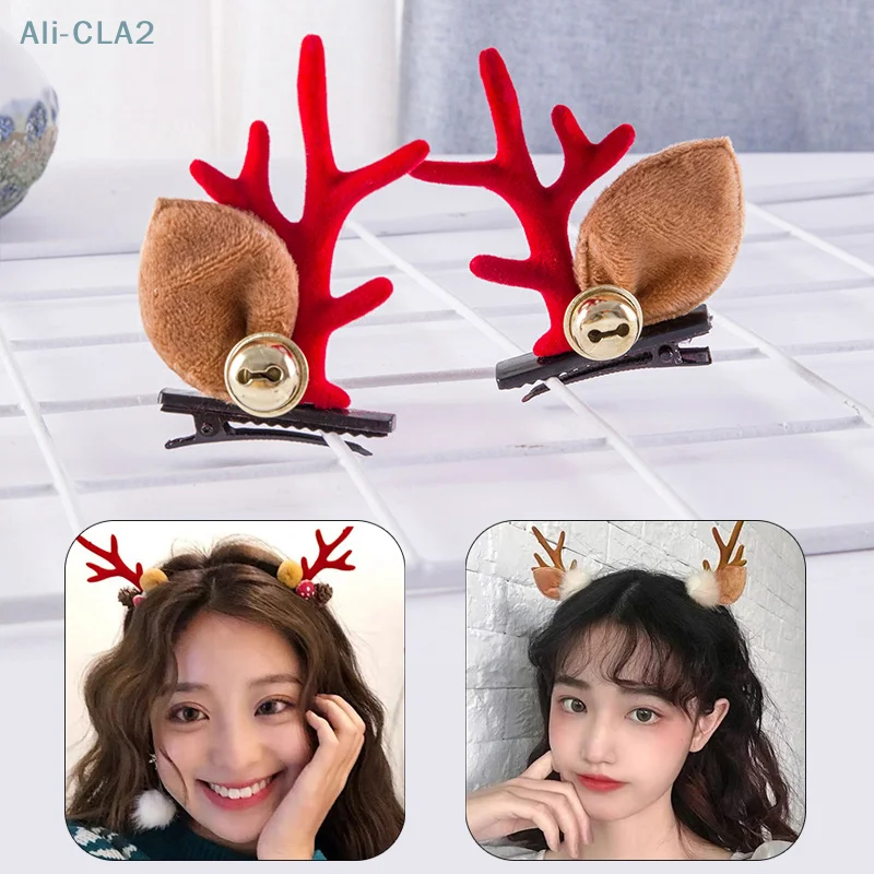 

1Pair New Year Christmas Hair Pin Children Barrettes Bow Deer Santa Claus Kids Christmas Headwear Girls Kids Hair Accessories