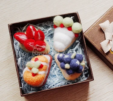 Cute food cartoon animal set wool needlepoint kit wool felt needle felting gift box craft needlecraft DIY handmade