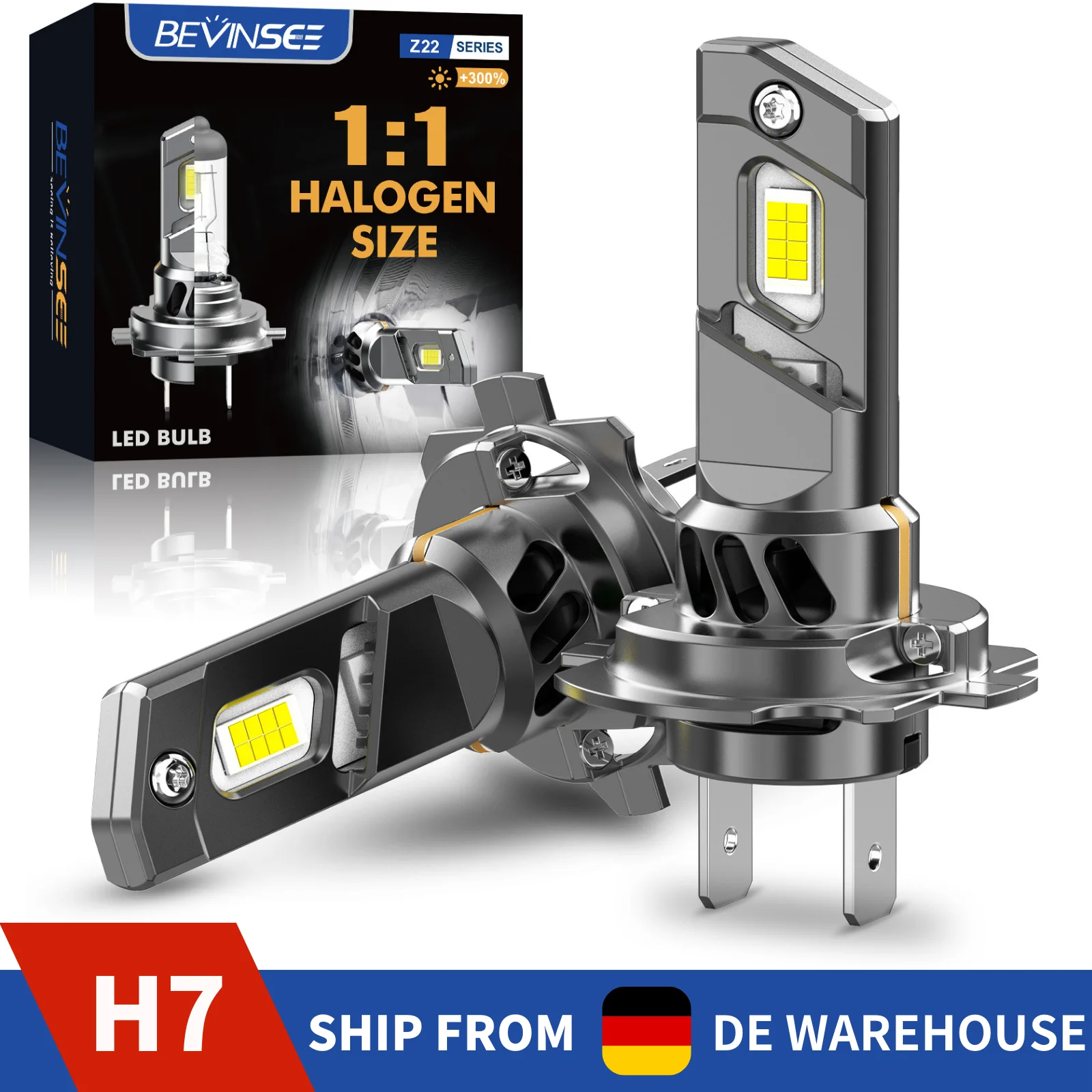

Светодиодные лампы BEVINSEE Z22 H7 с цоколем 70 Вт 10000LM Беспроводная защита от ошибок Plug&Play Мини-галогенные размеры Авто налобный фонарь для VW BMW Mercedes