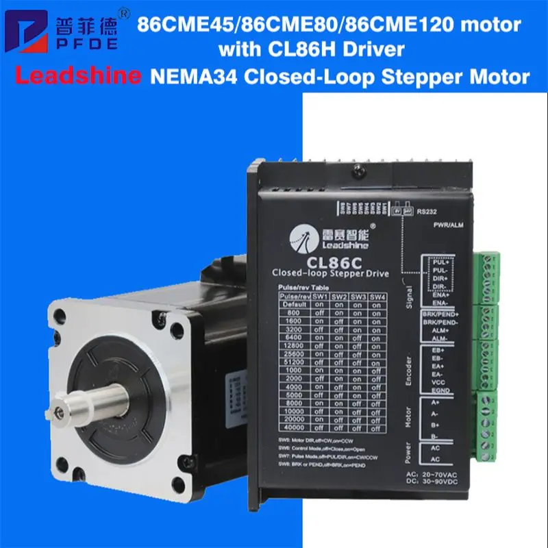 

Leadshine NEMA34 Closed-Loop Stepper Motor 86CME45 80 120 Series With Driver CL86H 2 Phase Input Voltage VAC18 - 80V