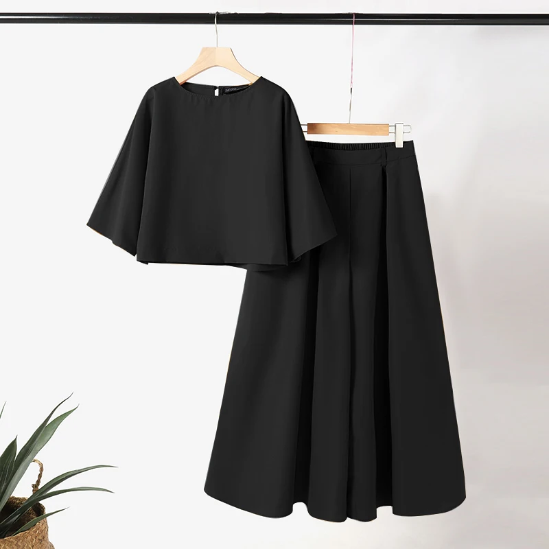 تُقدم ZANZEA طقمًا نسائيًا صيفيًا مكونًا من قطعتين...