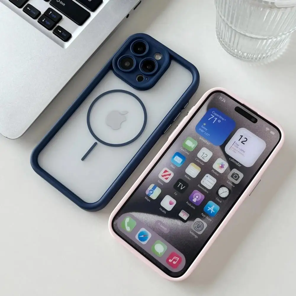 Trendy 2 in 1 Skin Feel Phone Case for iPhone 17air 16 15 14 12 13 Pro Max Plus MagSafe Wireless Charging Shockproof Protection