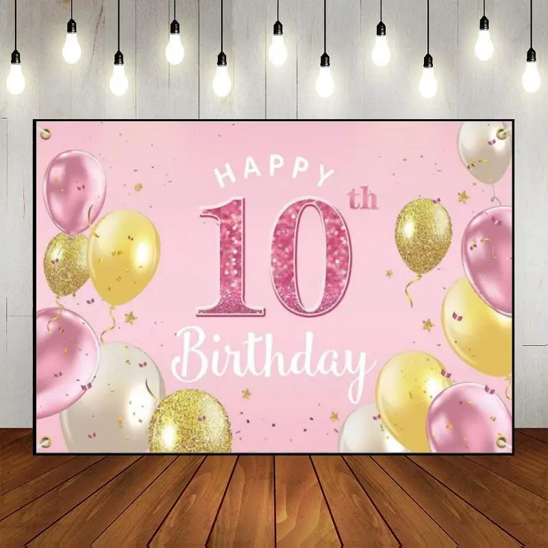 Happy 10Th Birthday Photo Background Boy O Girl Sweet Green Screen Banner Gender Reveal Party Decoration Cake Stand Hotwheels