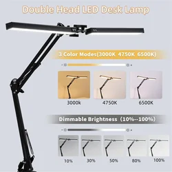 Adjustable LED Desk Lamp with Clamp and Auto Shut - Off - Eye - Friendly Lighting (Dimmable)