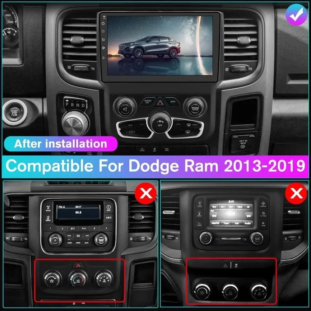 9Inch Car-play Car Stereo Radio GPS Navigation Compatible for Ram 1500 2500 3500 2013-2019 Android 13