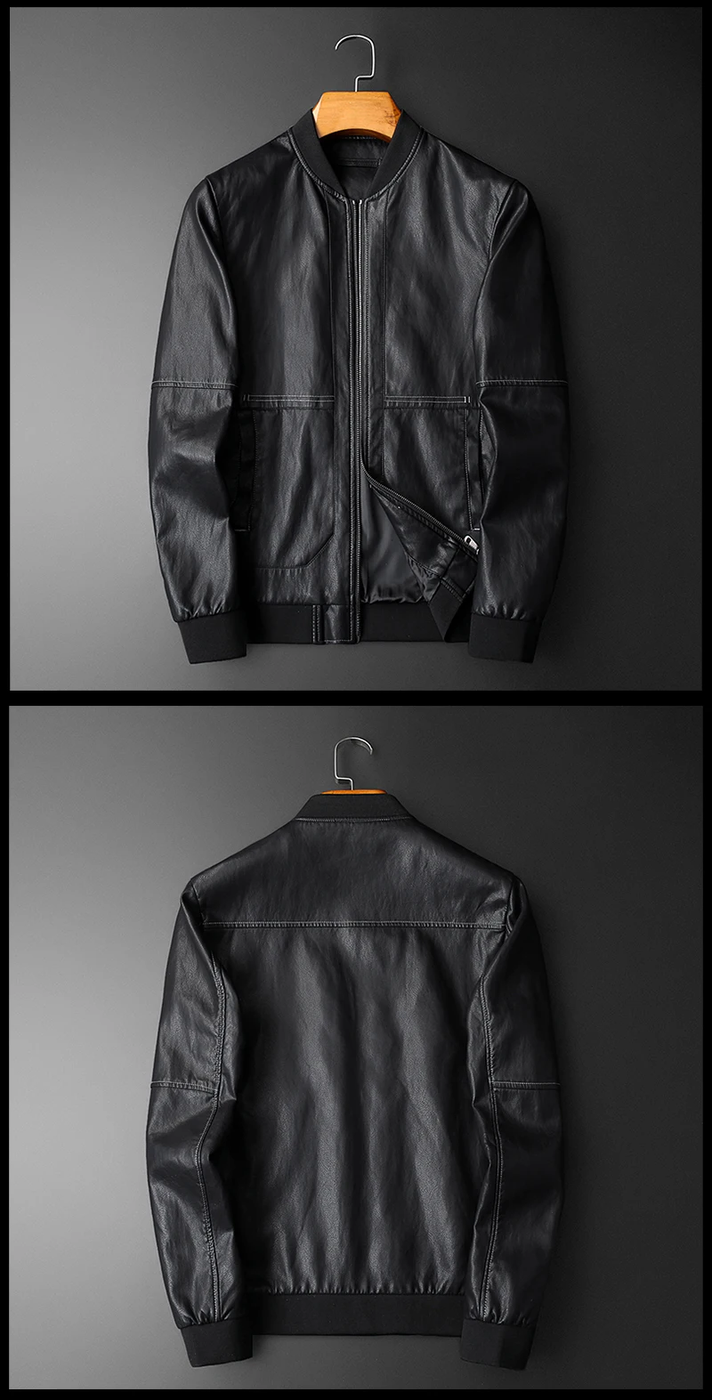 real leather jacket mens Baseball Collar PU Jacket Men's Casual 2022 Spring New Faux Leather Coat Large Size High-end Men's Motorcycle Jacket M-4XL winter soldier jacket