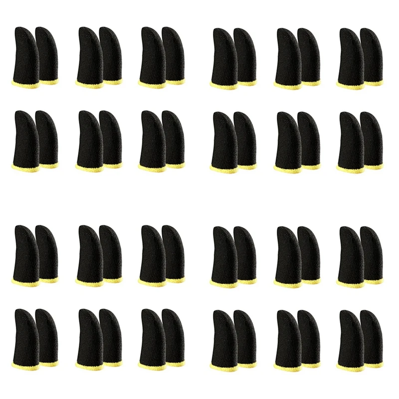 

18-Pin Carbon Fiber Finger Sleeves For PUBG Mobile Games Contact Screen Finger Sleeves Black & Yellow(48 Pcs)