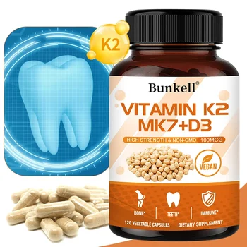 Vitamin K2 (MK7) with D3 Supplement, Cardiovascular Support, Immune Support, Bone Health, Promote Calcium Absorption 1
