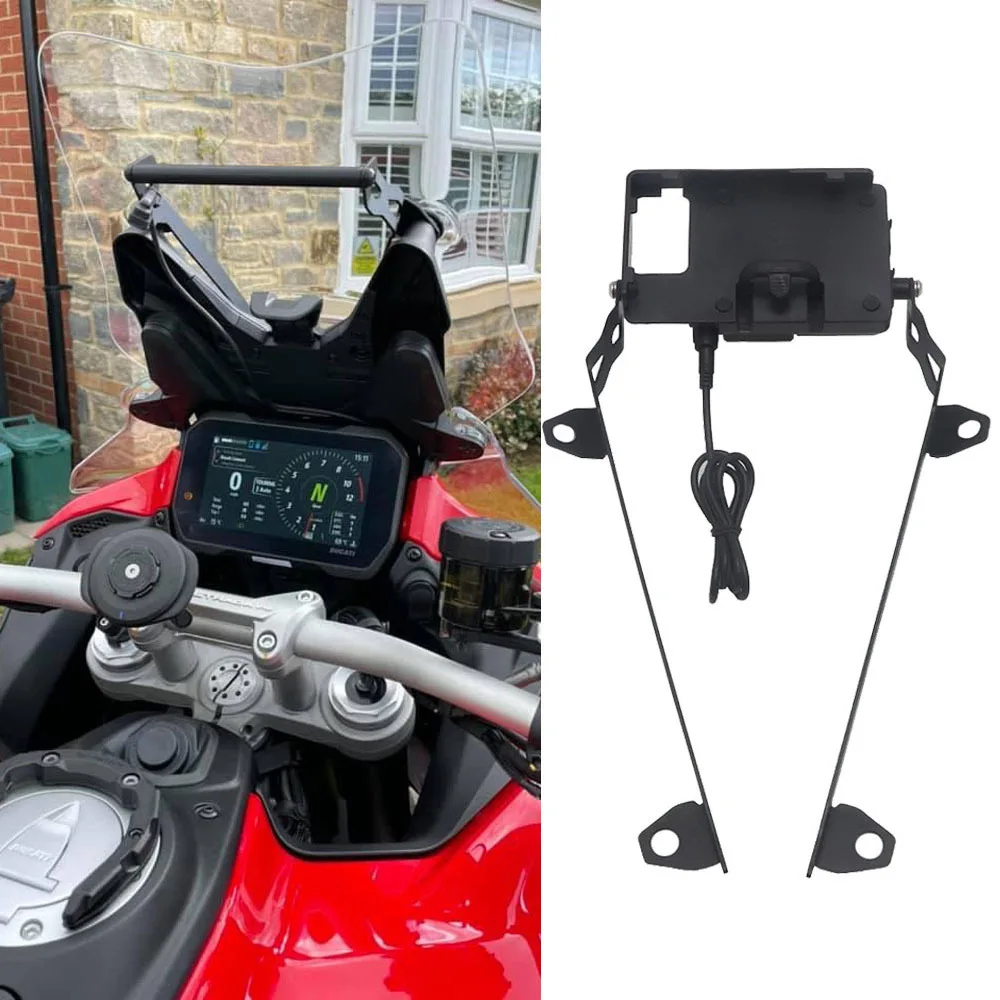 Motorcycle Mobile Phone GPS Navigation Holder For Ducati Multistrada V4 /S 2021-2022 Compass Charger Accessories Support Bar