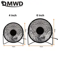 DMWD Household Electric Heater Portable Mini Air Warmer Furnace Quartz Thermal Heating Raditor Desktop Fan For Winter 4/6 inch 2