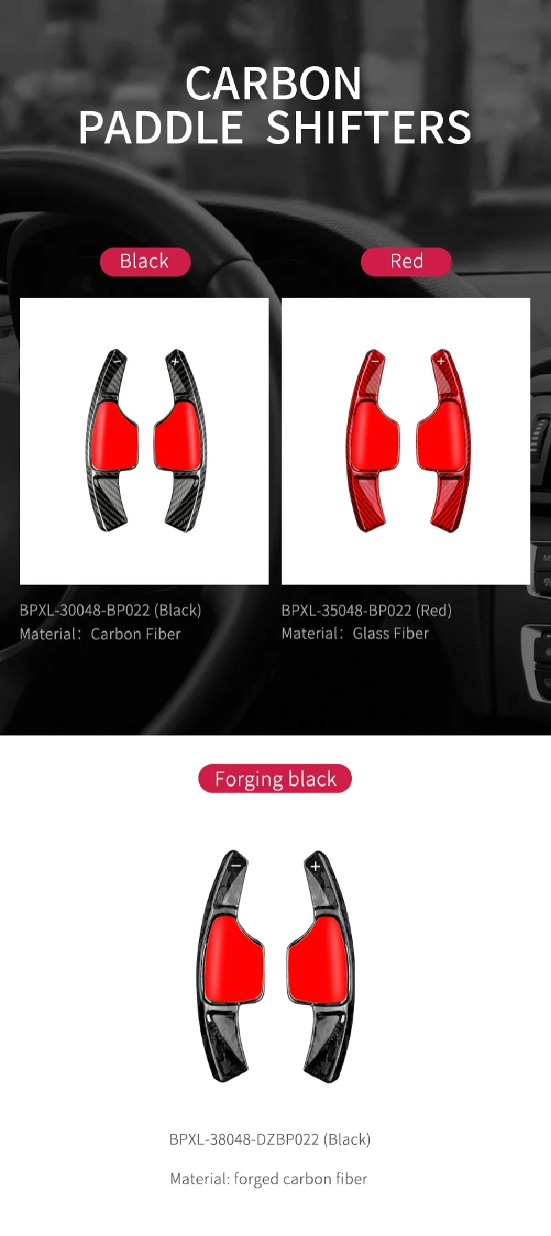 T-carbon Car Steering Wheel Paddle Shift For Cadillac CT4 CT5 Low-end Version 2017-2022 Carbon Fiber Paddle Shifter Extension