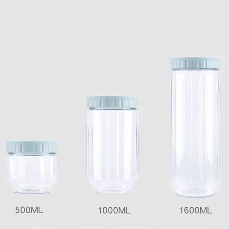 뚜껑이 있는 투명 식품 보관 용기, 견고한 밀봉 냄비, 시리얼 곡물 콩 쌀 밀봉 플라스틱 우유 분말 항아리