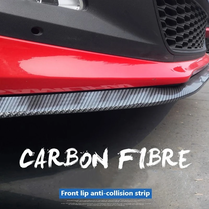 Car Bumper Lip Stickers 2.5M Soft Carbon Fiber Car Rubber Bumper Strip Outside Front Lip Protectors