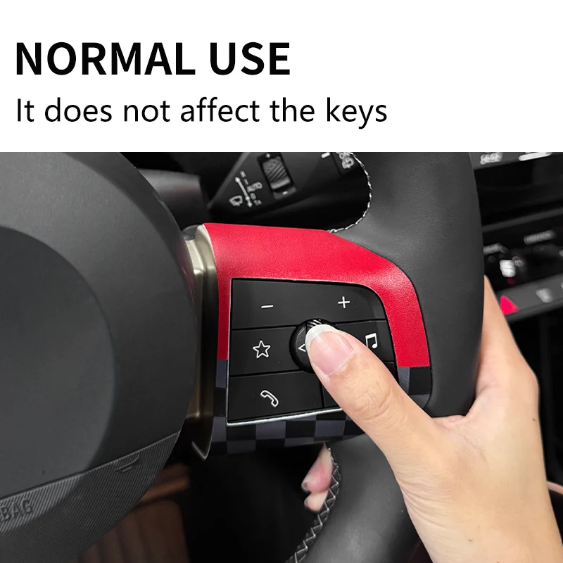 Set of 2 Leather Steering Wheel Button Frame Stickers - Car Interior Decoration Accessories