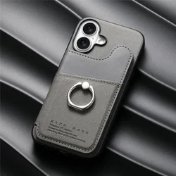 Leather RFID - Blocking Flip Wallet Phone Case with Card Holder and Ring Stand Feature - iPhone 12 Pro (Grey)