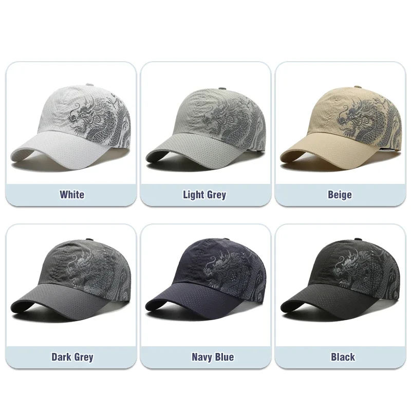 Ny stil sommar basebollkeps Snabbtorkande lufthål kinesisk drake mode unisex utomhus fritids sport solskydd_voghion.com