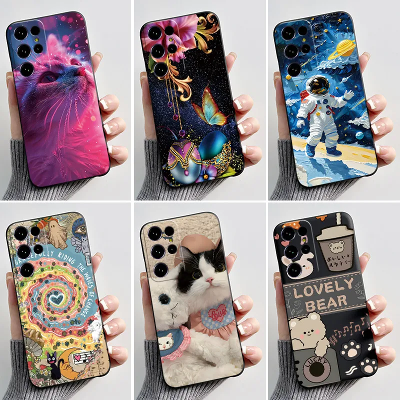 Aesthetic Cute Cat Cartoon Black Soft Silicone Shockproof Phone Case