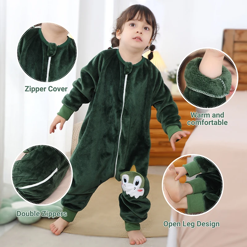 MICHLEY Cute Flannel Children Baby Sleeping Bag Sack Sleepsack Winter Warm Pajamas Sleepwear Pajamas For Girls Boys Kids 1-6T 3