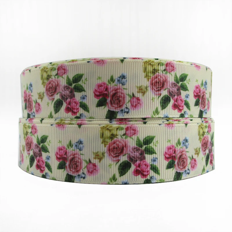 5 Yards Multi Size Flower Theme Grosgrain Ribbon Fabric for Gift Wrapping Floral Printed Ribbon DIY Hair Bow Crafts 5Yc8557 ribbon decoration ribbon supplies wrapping ribbon grosgrain ribbon
