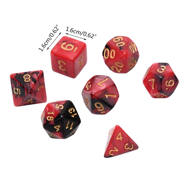 Dés polyédriques assortis en résine, 49 pièces, avec pochette, pour jeu RPG jouets D4 D6 D8 D10 D % D12 D20