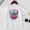 Kawaii Disney Stitch Boy Girl Clothes Cartoon T Shirt For Child T-Shirt White Short Sleeve Graphic Kid Tee 3