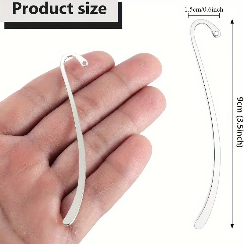 15pcs Silver Plated Smooth Bookmark Charms - Perfect for Jewelry Making & Hook Bookmarking
