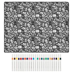 Personalized DIY Coloring Blanket with 24 Markers for Stress Relief and Unique Creative Decor (Sci Fi Design)