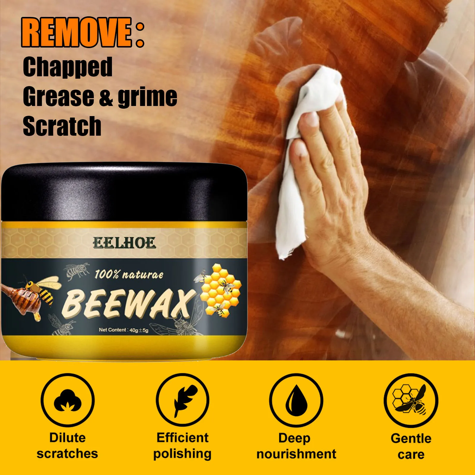 Wood Care Wax Furniture Beeswax Solid Wood Furniture Polishing Seasoning Waterproof Furniture Care Maintenance