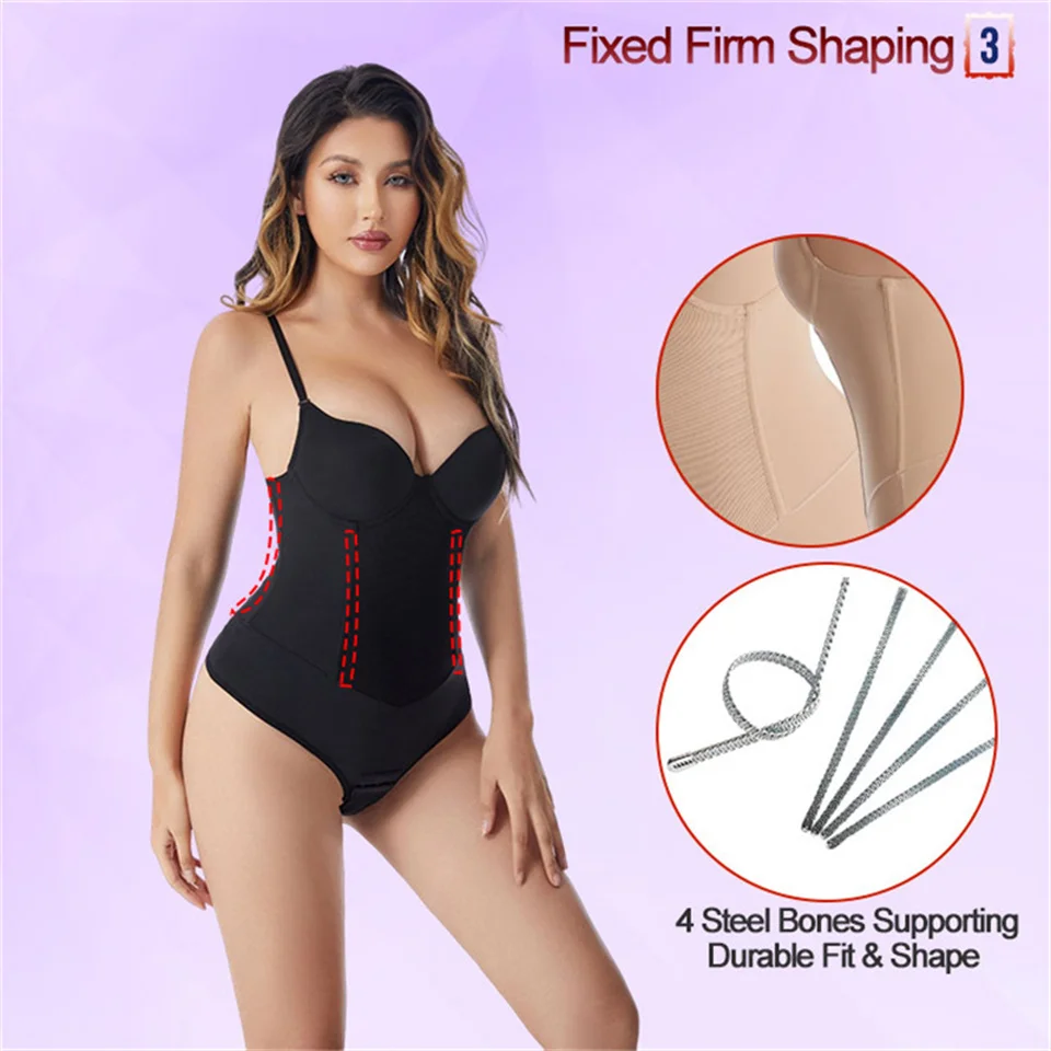 Description Picture 6 of itemWechery Bodysuit Shapewear for Women Steel Bone Slimming Flat Belly Vest Sexy Thong Waist Trainer Tummy Control Underwear