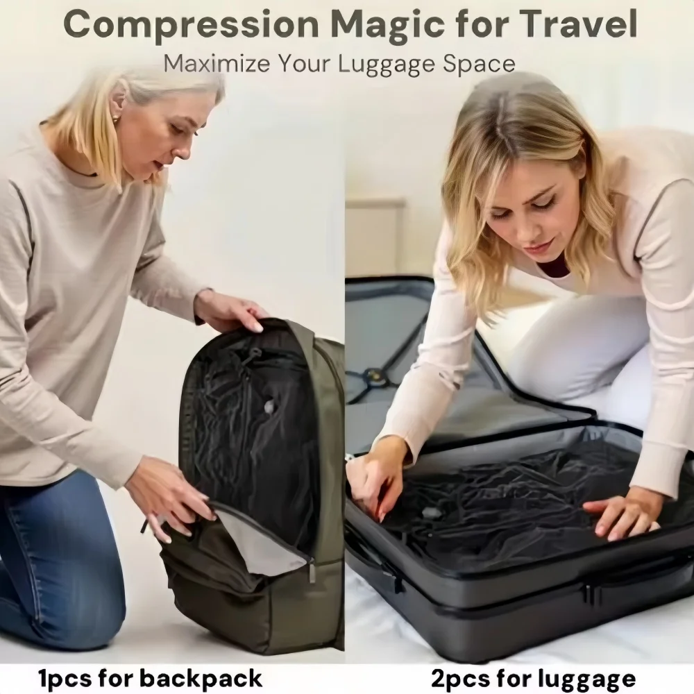 Compact Travel Vacuum Storage Bags for Clothes - Space-Saving & Organizing Solution