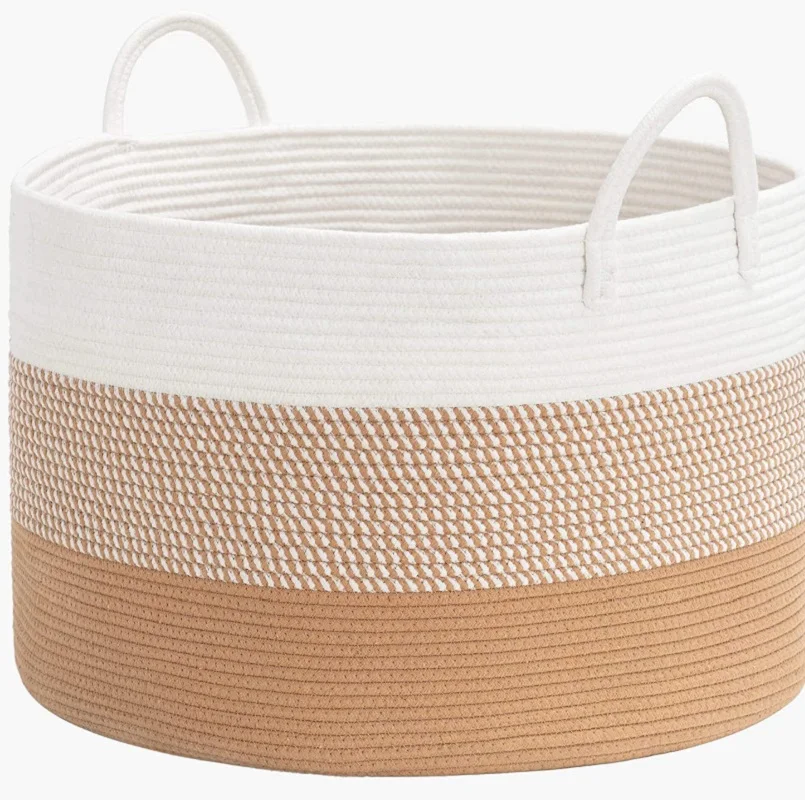 

1PC large 55-60cm Storage Laundry Basket Hand Woven Household Sundry Big Kid Toys Cotton Yarn Desktop Storage Organizer Bag