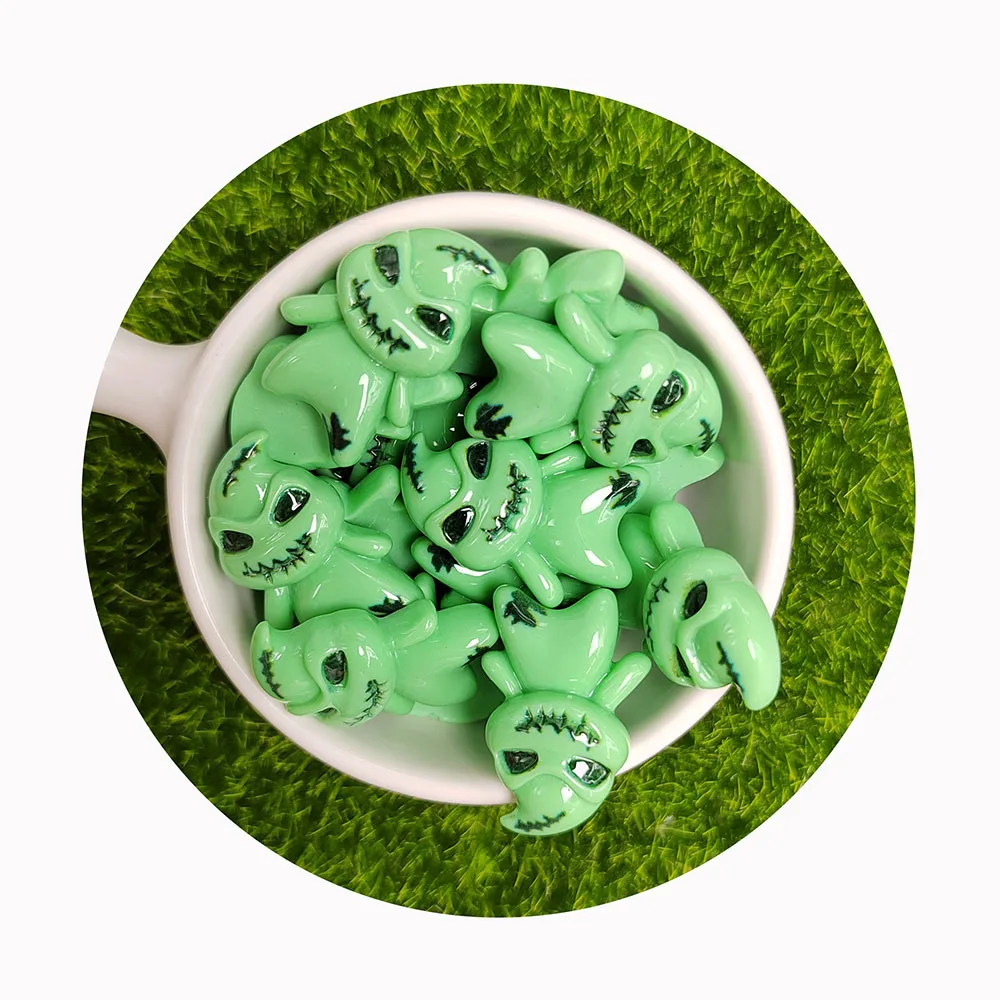 Halloween Green Ghost Flat Back Resin Figurines DIY Scrapbook Bow Accessories Home Crafts