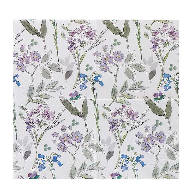 New High-end Two-layer Printed Napkins Colourful Greenery Pure Wood Pulp Paper Towels DIY Handmade Butterfly Bone Bart Paper 20p