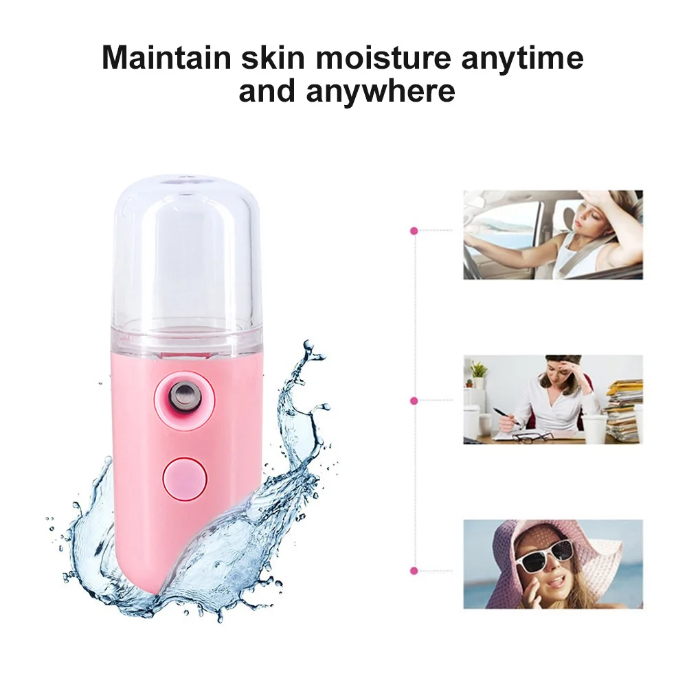 30ML Mini Nano Mist Sprayer Cooler Facial Steamer Humidifier USB Rechargeable Face Moisturizing Nebulizer Beauty Skin Care Tools