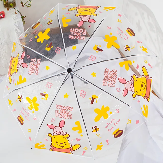 Disney Rajzfilm Automatikus Összecsukása Három Összecsukható Esernyő Anime Figurák Winnie The Pooh Átlátszó Lányok Ajándékok - Image 3