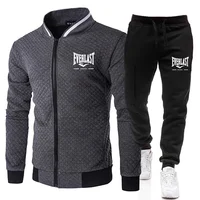 Ensemble de veste et pantalon EVERLAST BOXING pour homme, col montant, style streetwear, printemps-automne, décontracté, avec poches zippées, pour l'extérieur 3