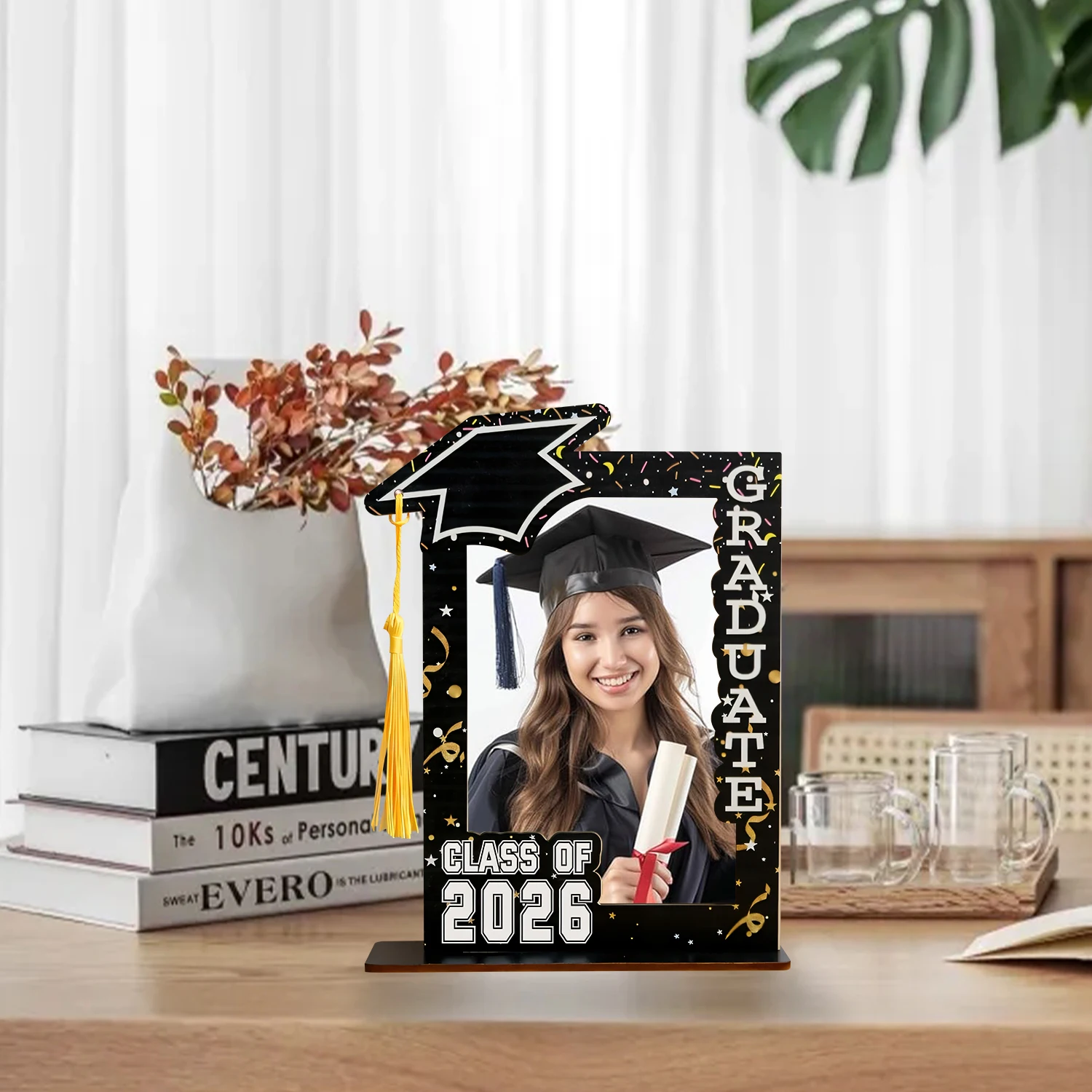 2026 Graduation Cap Photo Frame – Black Wooden Keepsake 4